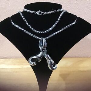 Stainless steel silver boxing gloves charm necklace with 20” chain.